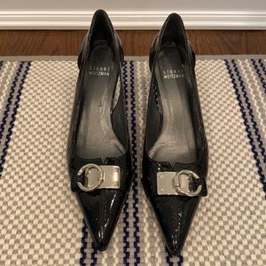 Stuart Weitzman Black Patent Kitten Heel, sz 7.5M